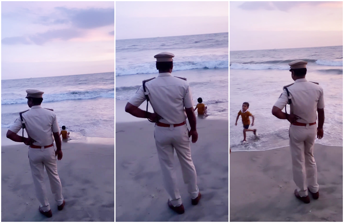 ഈ പോലീസ് മാമന്മാർ എന്നെ കളിക്കാനും സമ്മതിക്കില്ല.!! കടൽത്തീരത്ത് കളിക്കുന്ന കുട്ടിയുടെ വീഡിയോ വൈറൽ .!! | Cute Boy Playing At Beach With Police Video Viral